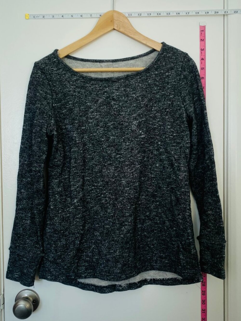 Charcoal Marled Long Sleeve Sweater with Faux Suede Elbow Patches